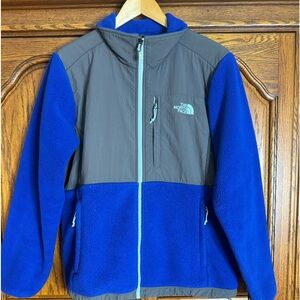 Blue and Gray North Face Zip Up Fleece